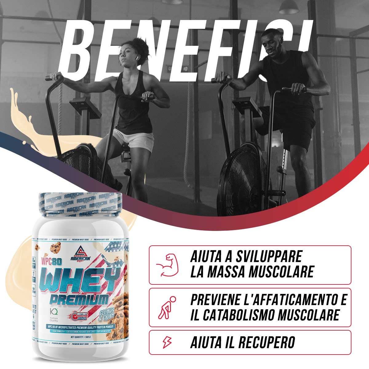 American Suplemento | Proteina del Siero di Latte Premium WPC80 900 gr