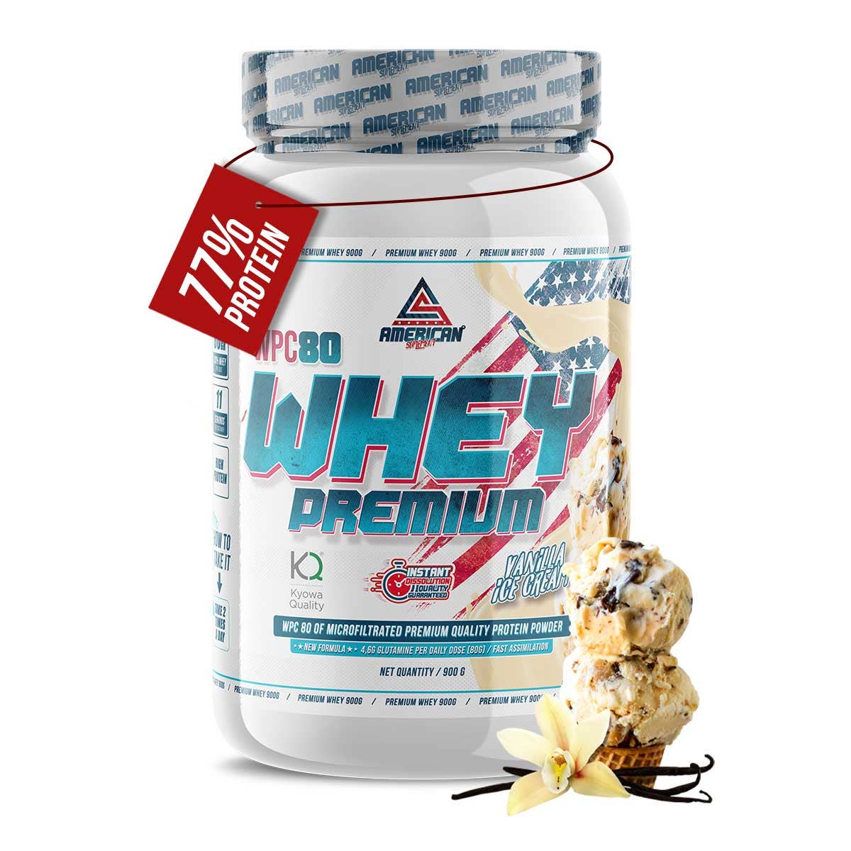 American Suplemento | Proteina del Siero di Latte Premium WPC80 900 gr