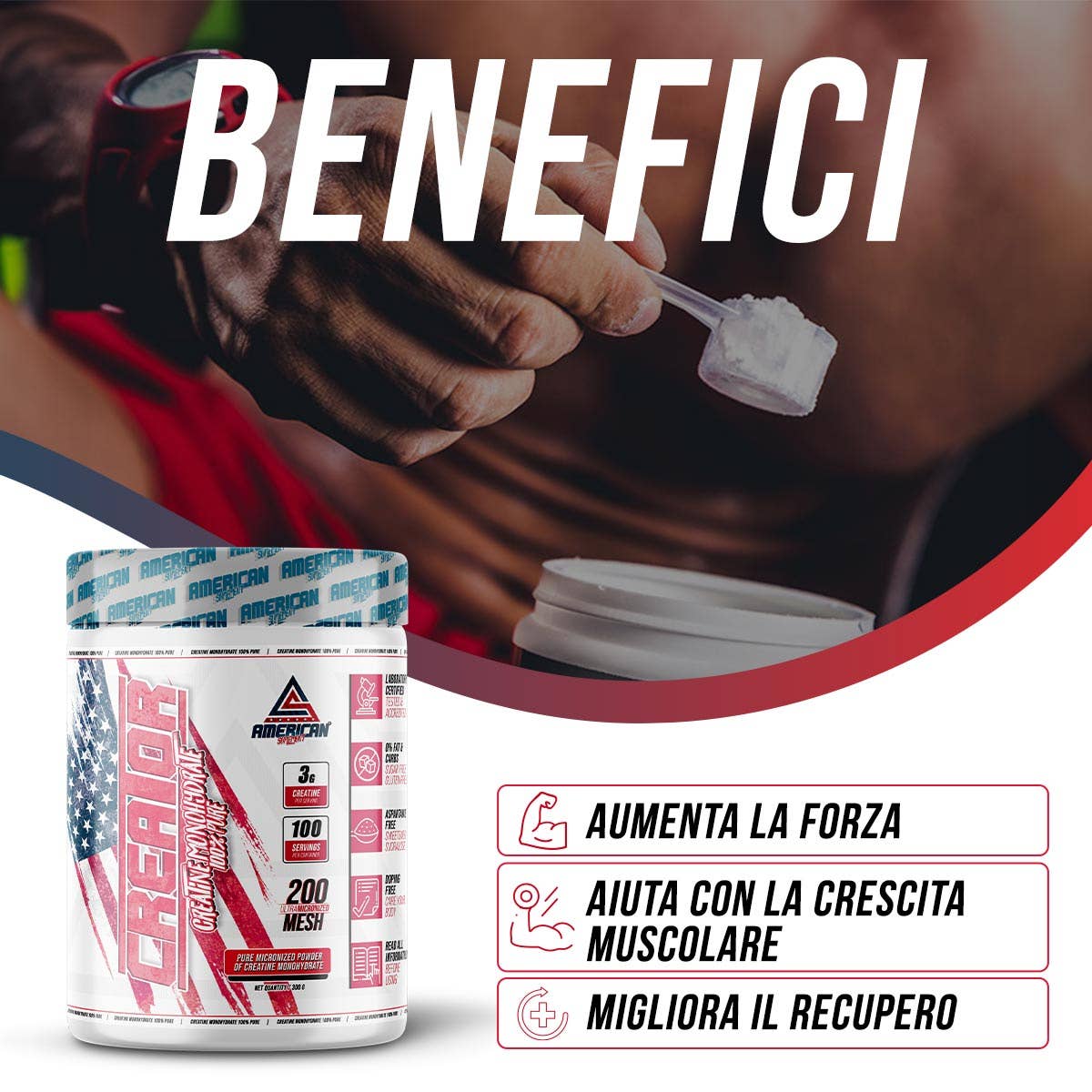 American Suplement | Creator 100% Creatina Monoidrato 300 gr